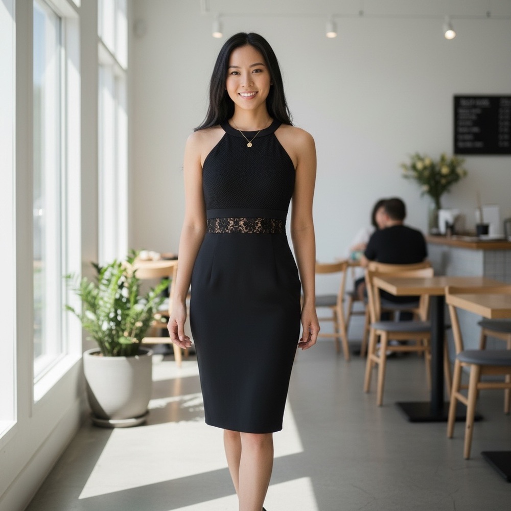 Black Cocktail Mini Dress for Women Size Small - Picture 3 of 10